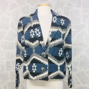 Southwest Aztec Button Long Sleeve Jacket Medium